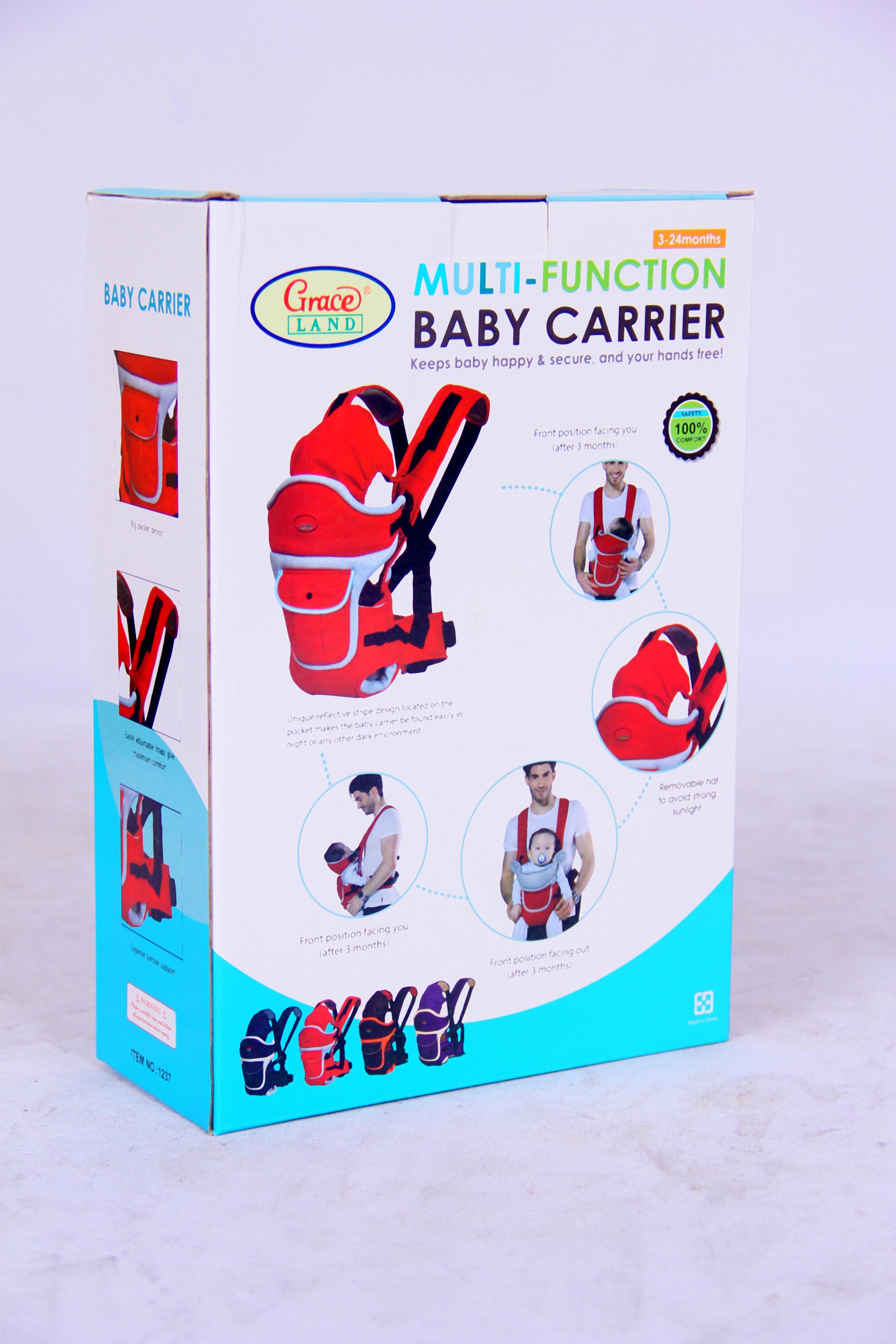 A multi-function baby carrier with adjustable shoulder straps